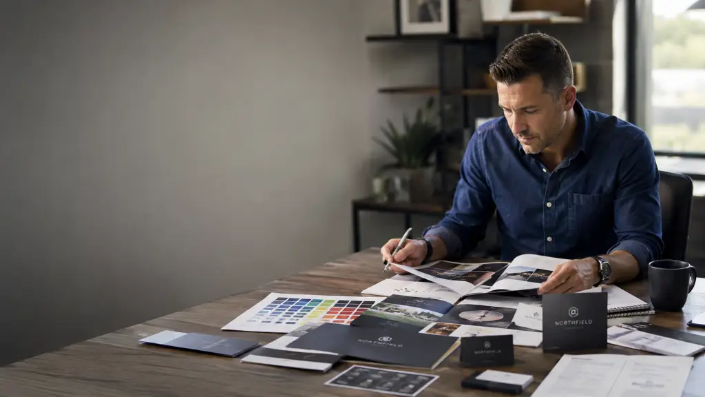 Local Business Owner at the table looking over business ideas
