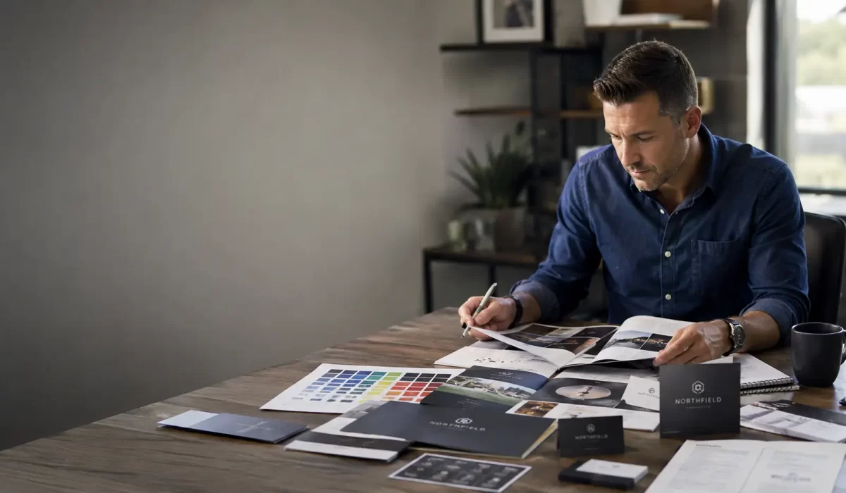 Local Business Owner at the table looking over business ideas